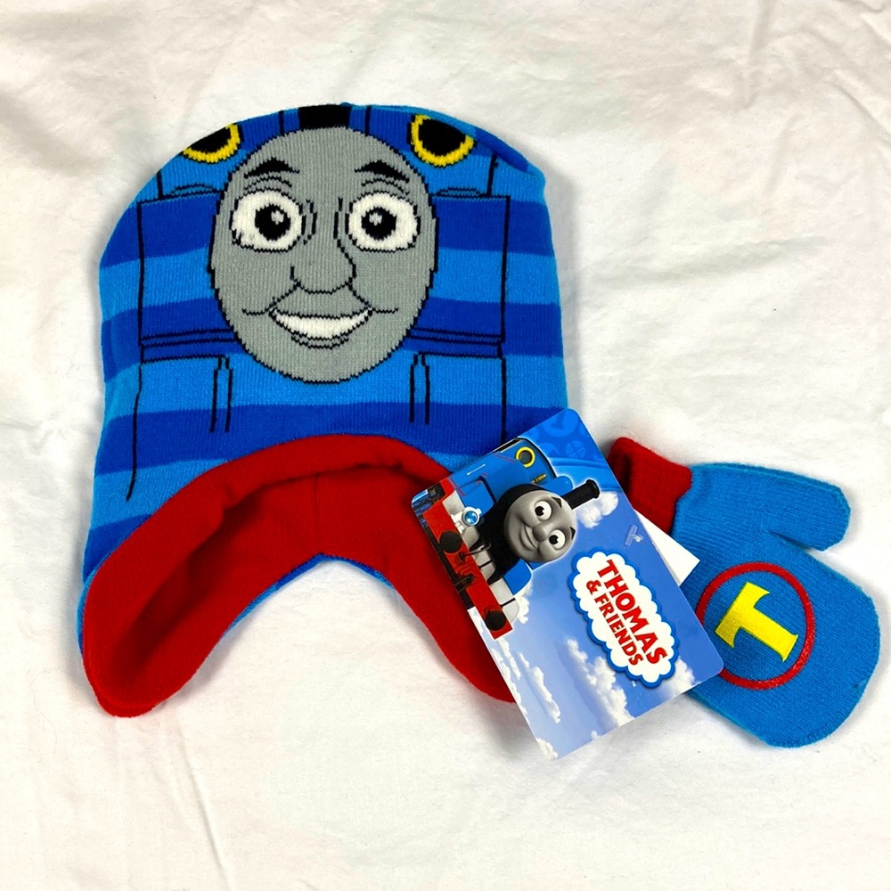 NWT Thomas and friends fleece line winter hats with matching mittens